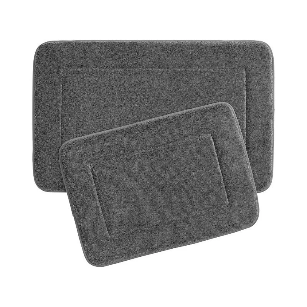 Oliver Brown Terry Memory Foam Charcoal Bath Mat Set